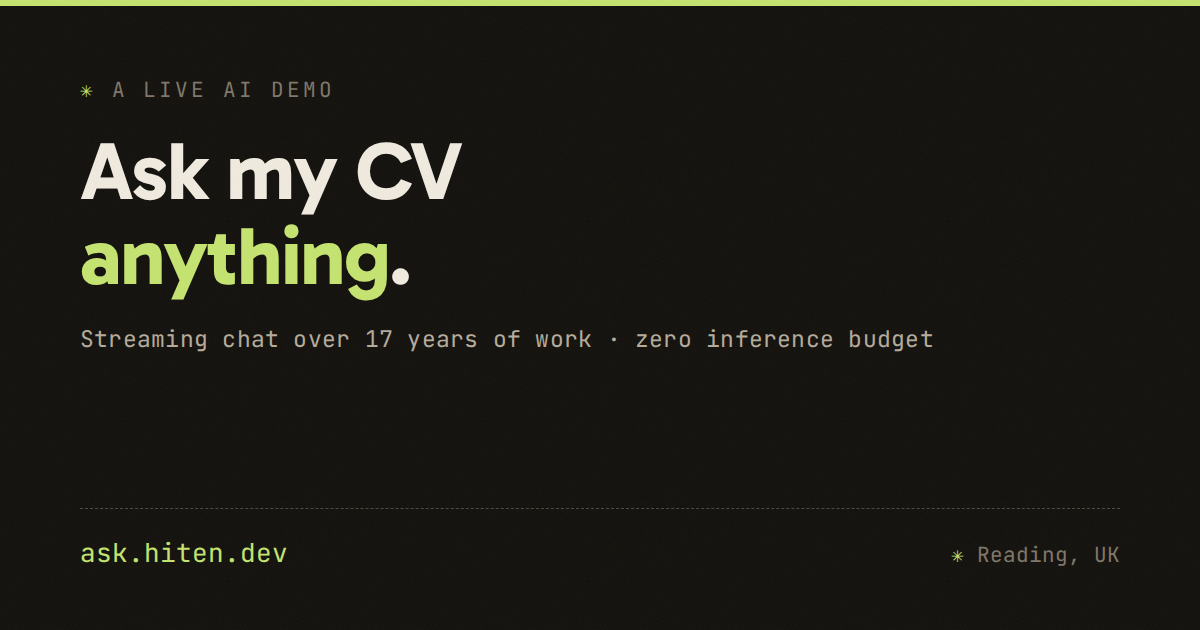 I built an AI chat over my CV on a zero-pound inference budget